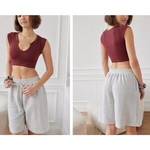 Urban Renewal vintage fabric longline gray pull on sweat shorts tie waist XS NWT